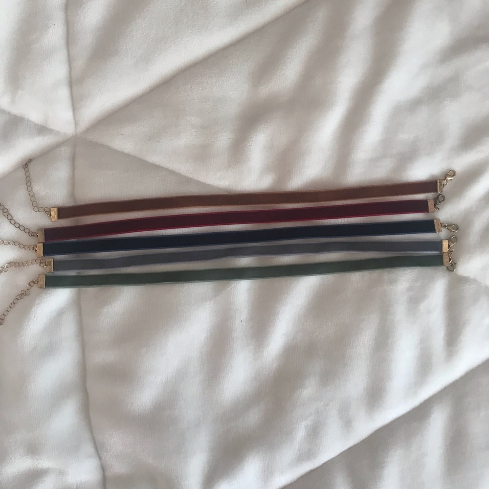 set of 5 velvet chokers